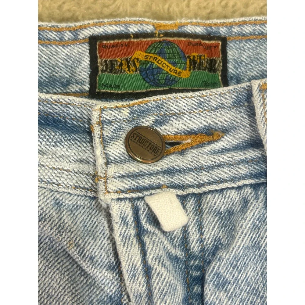 Vintage Structure Jeans Men Light‎ Wash Straight Leg Denim Pants W30 L30